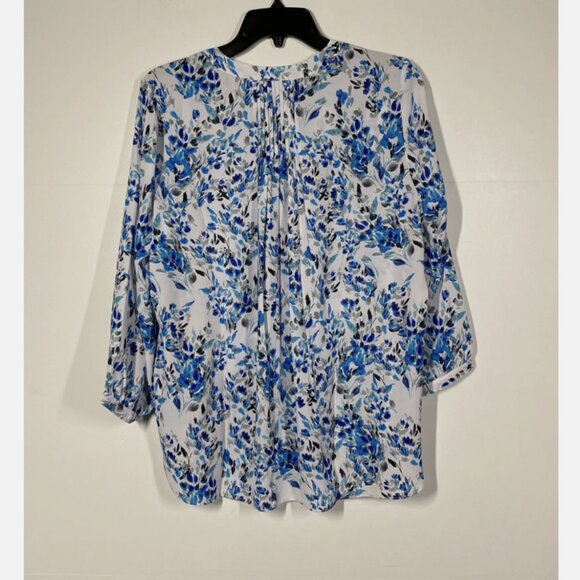 NWT NYDJ High/Low Crepe Blouse - Blue Willow Size Medium - Picture 6 of 10